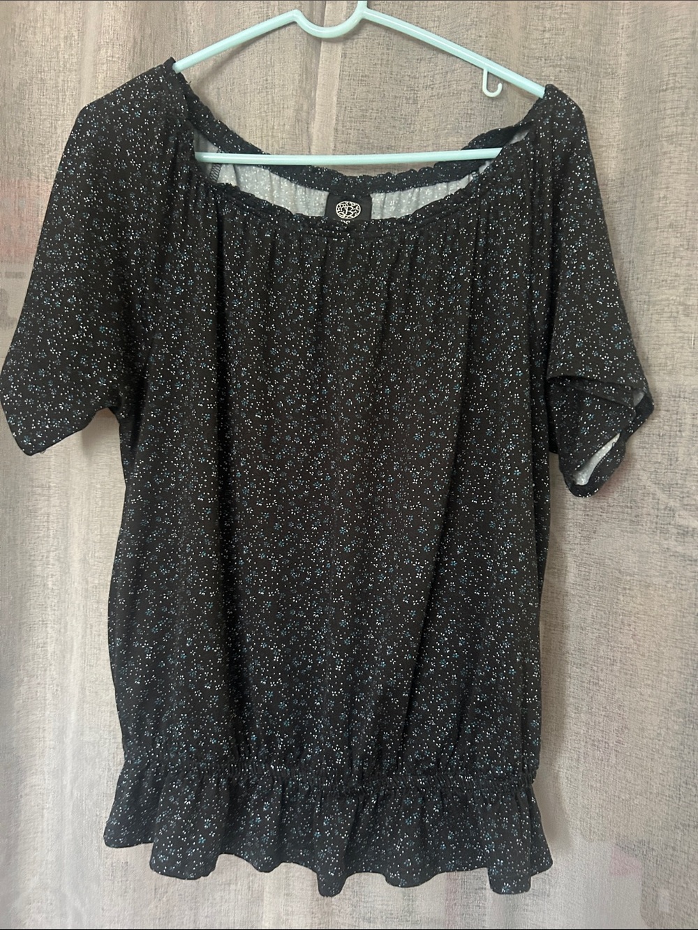 bobeau Black Tunic with Light Blue Speckle